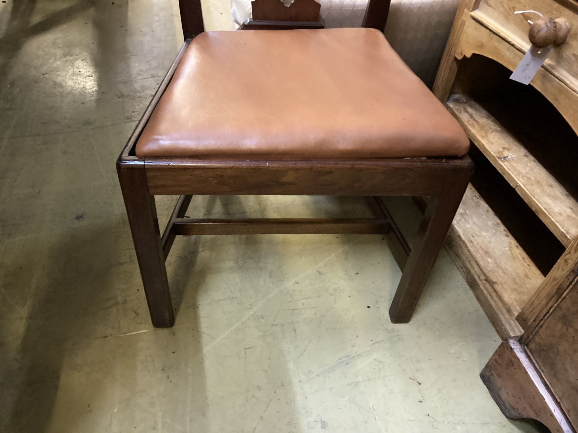 A Harlequin set of six George III and later mahogany dining chairs